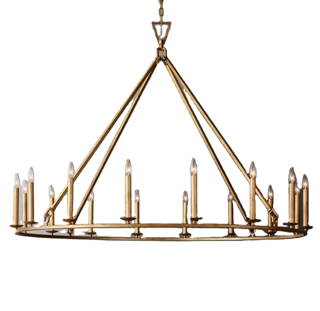 Lustre nórdico de iluminação latão, lustre americano, simples, luminária para mesas, casamento, vela, luminária pendente