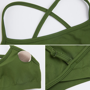 Wholesale Women's Adjustable <b>Cross</b> Back Sports Bra Square Neck Yoga Crop <b>Top</b> Padded Quick Dry Workout Bra Breathable Running Bra - Product Image 3