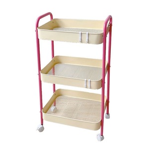 Partical Used Salon Kitchen Metal Detachable 3/4 Layer Net Basket Rolling Cart Trolley for Fruit and Vegetable Storage - Product Image 4