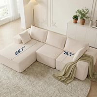 Ensemble de canapés modulaires en forme de L, tissu en velours côtelé PU, éponge haute densité, design moderne minimaliste écologique, sièges pliables