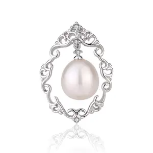 KAMMY 9,5-10 мм персонализированное роскошное родиевое покрытие S925 Серебряное ожерелье из натурального пресноводного жемчуга кулон ожерелья