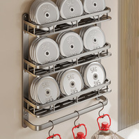 Étagère de salle de bain murale 3 niveaux en aluminium spatial de luxe léger, sans perçage, pour rangement de douche, 40/50/60cm, revêtement poudré