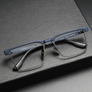 DTX137 <span class=keywords><strong>Lunettes</strong></span> d'ordinateur carrées sans vis en titane <span class=keywords><strong>de</strong></span> haute qualité bloquant la lumière bleue Montures classiques vintage pour <span class=keywords><strong>lunettes</strong></span> homme - Product Image 2