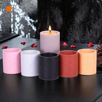 Nouveau Pot à Bougie en Béton/Ciment Écologique Fait Main et Durable avec Couvercle en Bois/Ciment, Décoration de Pâques pour la Maison, Support Vide pour Bougie en Cire