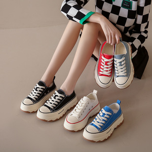 Zapatillas Blancas de Lona Transpirables con Suela Gruesa Estilo Coreano para <span class=keywords><strong>Mujer</strong></span>, Novedad de Verano 2026, con Cordones, Casuales para Estudiantes - Product Image 2