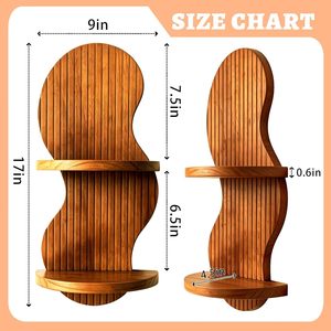 Wooden <b>Wall</b> <b>Mounted</b> <b>Shelf</b> Irregular Shape 2 Tier Floating <b>Shelf</b> For Living Room Storage Multipurpose Display Rack - Product Image 4