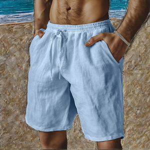 Pantalones de Lino y Algodón con Cierre de Cremallera, Cintura Elástica Media, Pierna Recta, Color Sólido, Transpirables, Antiarrugas, de Secado Rápido, para Uso Diario y Playa - Product Image 2