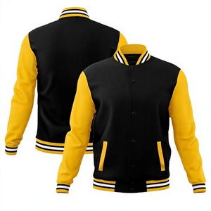 Blouson Bomber Unisexe en Denim Noir et Jaune Écologique Vintage avec Manches Contrastantes, Col Rabattu et Fermeture Boutonnée Simple - Product Image 2