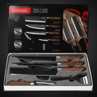 Ensemble de couteaux de cuisine couteau de chef 6 pièces ensemble de blocs de couteaux de cuisine en acier inoxydable ciseaux éplucheur Chef trancheuse coupe-éplucheur étui cadeau