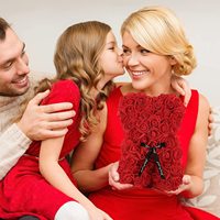 Fleurs artificielles de 25 cm pour la Saint-Valentin, ours en mousse rose DIY avec boîte cadeau de luxe pour la décoration de la fête des mères