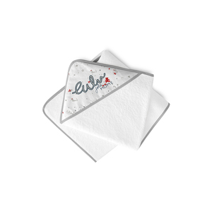JOLIE MOME Gris telo da bagno bambino con cappuccio 100x100 ricamato asciugamano quadrato per uso esterno prodotto da bagno compresso - Product Image 1