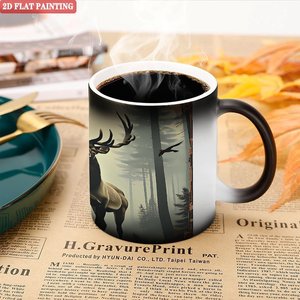 Tasse en céramique noire givrée de 11oz, tasse magique à couleur changeante à la chaleur, pour voyage d'affaires, Portable et légère - Product Image 5