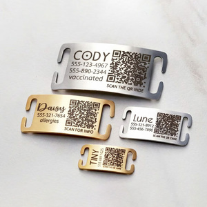 Plaque d'identification personnalisée pour animaux de compagnie avec code QR, à glisser, gravée, pour chien et chat, étiquette intelligente pour collier, pour une récupération facile des animaux de compagnie perdues - Product Image 1