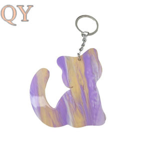 QY ใหม่พวงกุญแจแมวอะคริลิคไล่ระดับสีสุดมินิมอลอุปกรณ์เสริมสำหรับเป็นของขวัญ - Product Image 1
