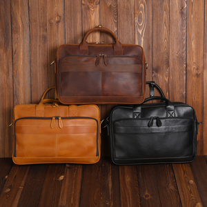 Sac pour <span class=keywords><strong>ordinateur</strong></span> portable <span class=keywords><strong>en</strong></span> <span class=keywords><strong>cuir</strong></span> pleine fleur véritable vintage 15,6 pouces, sac à bandoulière Aslant pour <span class=keywords><strong>homme</strong></span>, usage professionnel, marron clair - Product Image 1