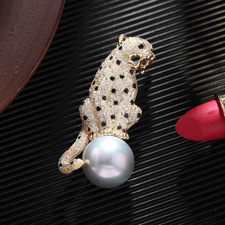 Broche Léopard Zircon Brillant - Vintage, Argenté, Cadeau Femme Pour Occasions Spéciales