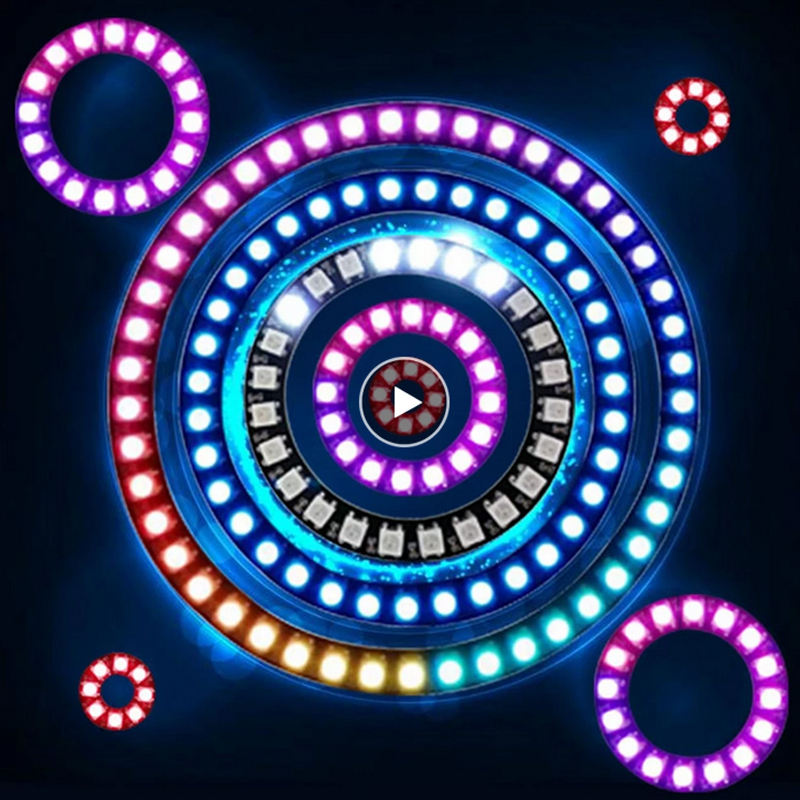 WS2812B Right Angle RGB LED Ring 24-bit 32 LEDs Circular Ring Light Built-in Color RGB LED Ring - Foto 10