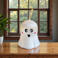 Gobelet en plastique à paille de grande capacité 500 ml pour enfants, avec motif de dessin animé lumineux et isolation thermique, idéal pour Halloween, Pâques et les fêtes