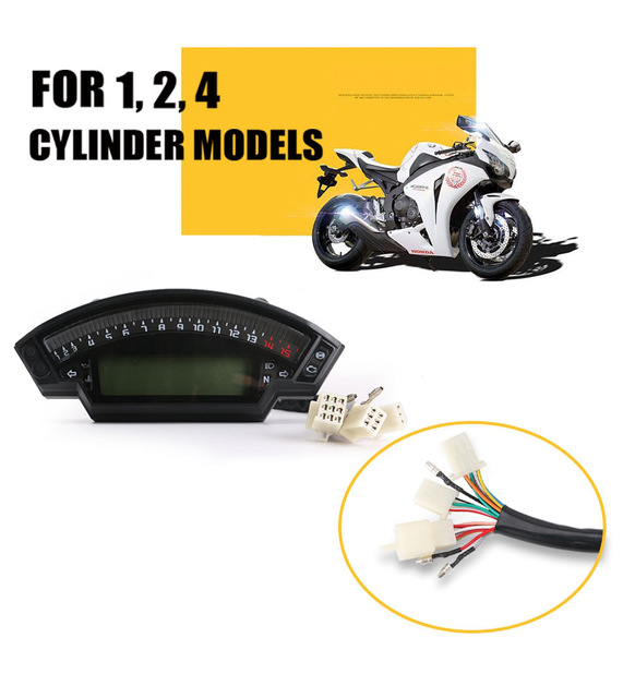 Motorcycle Universal LCD Digital Speedometer 14000RPM 6 Gear 199km/h Backlight Motorcycle Odometer