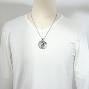 yunnique Stainless Steel Round Pendant Jesus Christ <b>Cross</b> Design Unisex Necklace Fashion Jewelry - Product Image 3