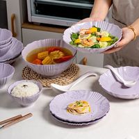 Ensemble de vaisselle en céramique élégant, compatible micro-ondes, design moderne et minimaliste, ensemble complet, bol à riz, valeur esthétique élevée