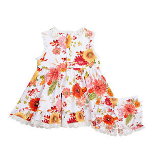 Ensemble deux pièces vintage pour filles, hauts et shorts sans manches en coton et élasthanne, impression personnalisée, entièrement personnalisable - Product Image 3