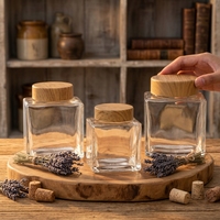 Stoples Kaca Bening untuk Madu, Selai, Yogurt, Kemasan Food Grade 50ml 100ml 150ml 200ml 280ml 360ml 500ml 750ml dengan Tutup Kayu