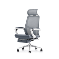 Chaise de bureau pivotante en maille grise, fabrication directe, pour personnel, robuste, base à cinq étoiles, ergonomique, avec repose-pieds
