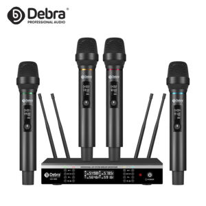 Microphone sans fil UHF Debra Audio UX-400 4 canaux, micro portable pour scène, karaoké, système de fréquence automatique tout métal - Product Image 1