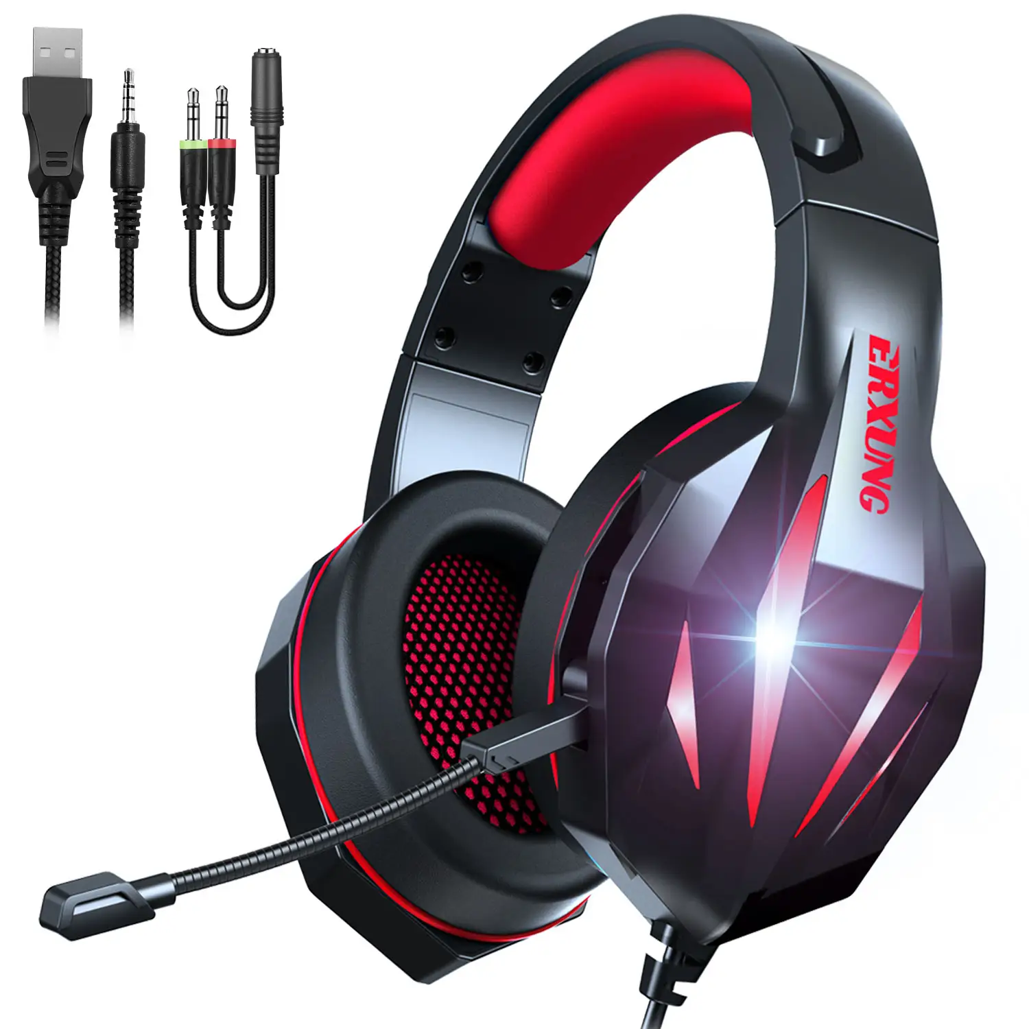 J5 Wired over Ear Headphone Noise Isolation Mic Computer Headphones with Microphone Surround Sound Gaming Headset