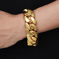 Pulseras y Collares de Cadena de Eslabón Cubano de 10mm-25mm en Latón Chapado en Oro de 14K y 18K Cadenas Cubanas de Miami Sólidas y Pesadas Collar Hip Hop para Hombre