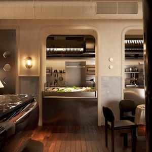 Comptoir d'affichage de restaurant écologique à éclairage LED de luxe avec ton noir personnalisé pour la décoration intérieure - Product Image 5
