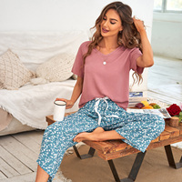 Nouvel ensemble de pyjama pour femmes en viscose à deux pièces, style décontracté, ensemble de vêtements de détente pour l'été
