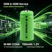Baterai Isi Ulang 2/3AA 1.2V 700mAh Ni-MH Tipe Tombol untuk Kendaraan Listrik, Senter, Mainan & Peralatan Audio - Ramah Lingkungan
