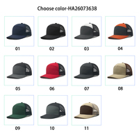 Topi Trucker Jaring Berpanel 7 dengan Logo Bordir Kustom, Patch Kulit Klasik, dan Pinggiran Datar Terstruktur