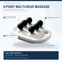Pistolet de massage vibrant sans fil rechargeable transfrontalier à 6 têtes, batterie intégrée, 1200-3200 tr/min, vibrations puissantes, massage musical complet