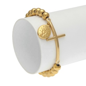 In Acciaio Inox Oro 8 millimetri <span class=keywords><strong>Rosario</strong></span> <span class=keywords><strong>Catena</strong></span> Degli Uomini Delle Donne del Braccialetto della Traversa con la Vergine Maria Del Pendente del Regalo di Modo - Product Image 6