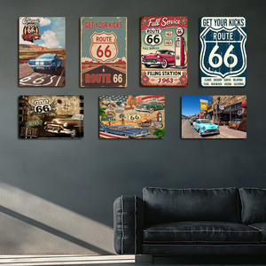Высококачественный металлический постер 20x30 см для декора стен в стиле «Ман-кейв» или для украшения дороги, красочный винтажный металлический постер с принтом «Дорога 66» - Product Image 2