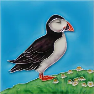 cute puffin ceramic tiles with pictures for wall hanging