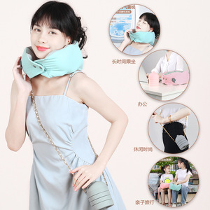 Inflatable U-Shaped <b>Neck</b> <b>Pillow</b> 28x26x14cm Portable Travel <b>Pillow</b> For Airplane And Office Use Sky Blue - Product Image 1