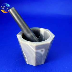 ชุดครกและสากหินอาเกตแข็ง ขนาดเส้นผ่านศูนย์กลางภายใน ทำจากหินอาเกตธรรมชาติ ขัดเงา สีเทา ความจุสูง สำหรับบด - Product Image 1