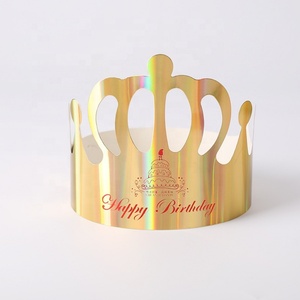Chapeau d'anniversaire en papier couronne pour enfant et décorations de gâteau/cupcake d'anniversaire - Product Image 1