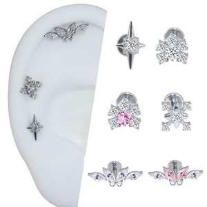 Perhiasan <span class=keywords><strong>Titanium</strong></span> yang Dapat Disesuaikan, Perhiasan Tindik Tubuh, Anting Stud Zirkonia Kubik, Anting Bibir Berlapis Emas untuk Wanita - Product Image 1