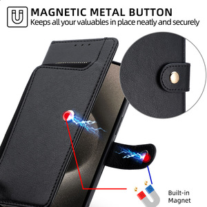 Bolsa con cremallera, Clip para tarjeta, funda para teléfono móvil para Samsung S23 S24 Plus, monedero, fundas de cuero de lujo para teléfono 15 Pro 14 13 <span class=keywords><strong>12</strong></span> 11 Pro Max - Product Image 5