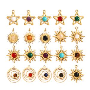 Colgante de encanto de geometría de piedra preciosa de estrella chapada en vacío de acero inoxidable 316, componentes de collar de pulsera suministros de accesorios <span class=keywords><strong>L72</strong></span> - Product Image 1