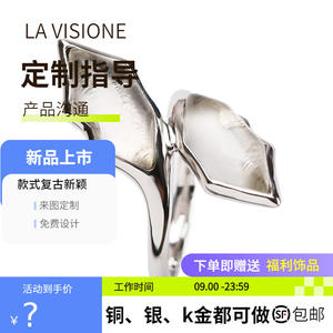 Bague personnalisée en argent 925 avec pierres précieuses, artisanat italien, bijoux vintage, mode simple, pour femme, anniversaire - Product Image 2