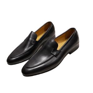 Mocassins pour hommes en cuir véritable antidérapants à bout pointu, style mode, pour le bureau et la carrière, toutes saisons, semelle en caoutchouc, vente en gros - Product Image 1