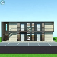Bâtiment d'appartements modulaire de 4 unités, plans de bâtiment d'hôtel à 2 étages, 2 chambres avec salle de bain privée, bâtiment d'appartements pour étudiants