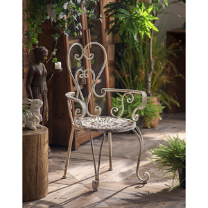 Chaise en fer blanc confortable de style européen pour balcon, patio, jardin, détente - Product Image 5