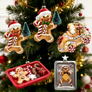 Adornos Navideños de Cristal Hechos <span class=keywords><strong>a</strong></span> Mano de Alta Calidad, Muñeco de Jengibre para Colgar en el Árbol de Navidad, Decoraciones para Fiestas Navideñas, Muñeco de Galleta - Product Image 1